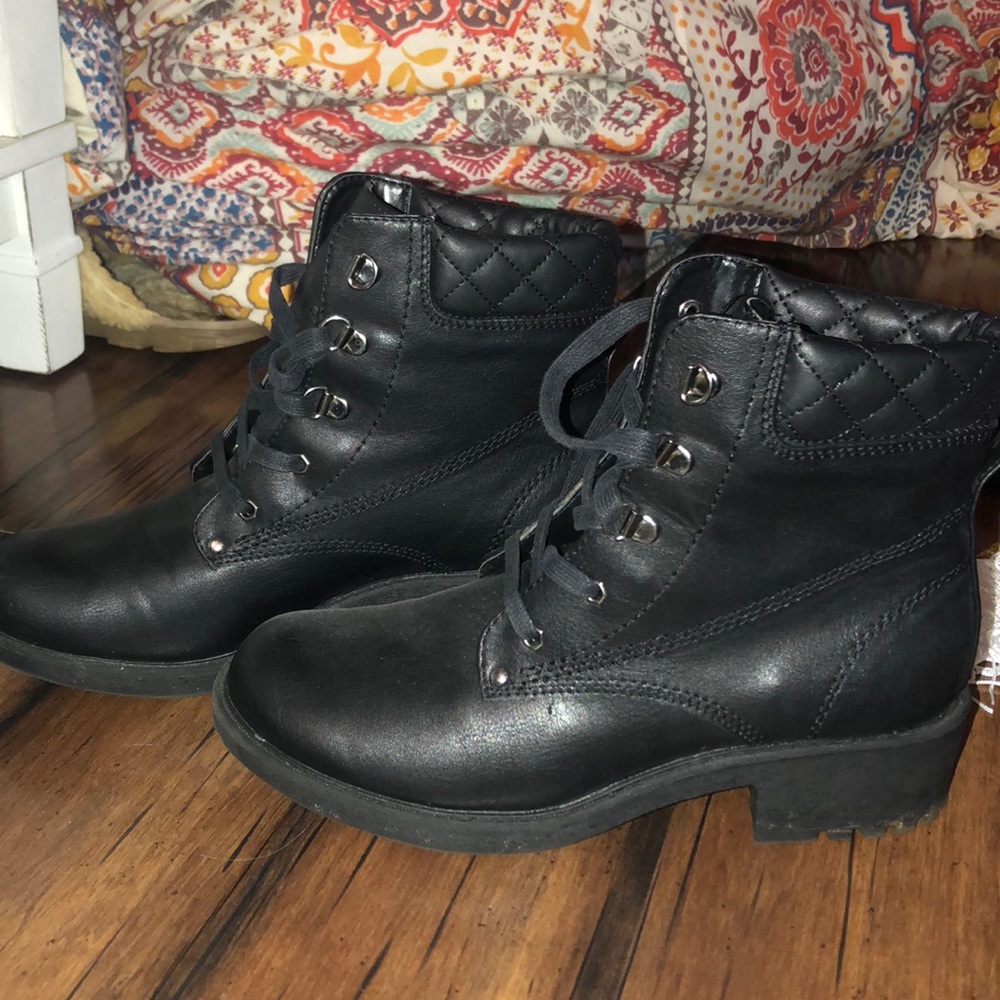 Black combat boots